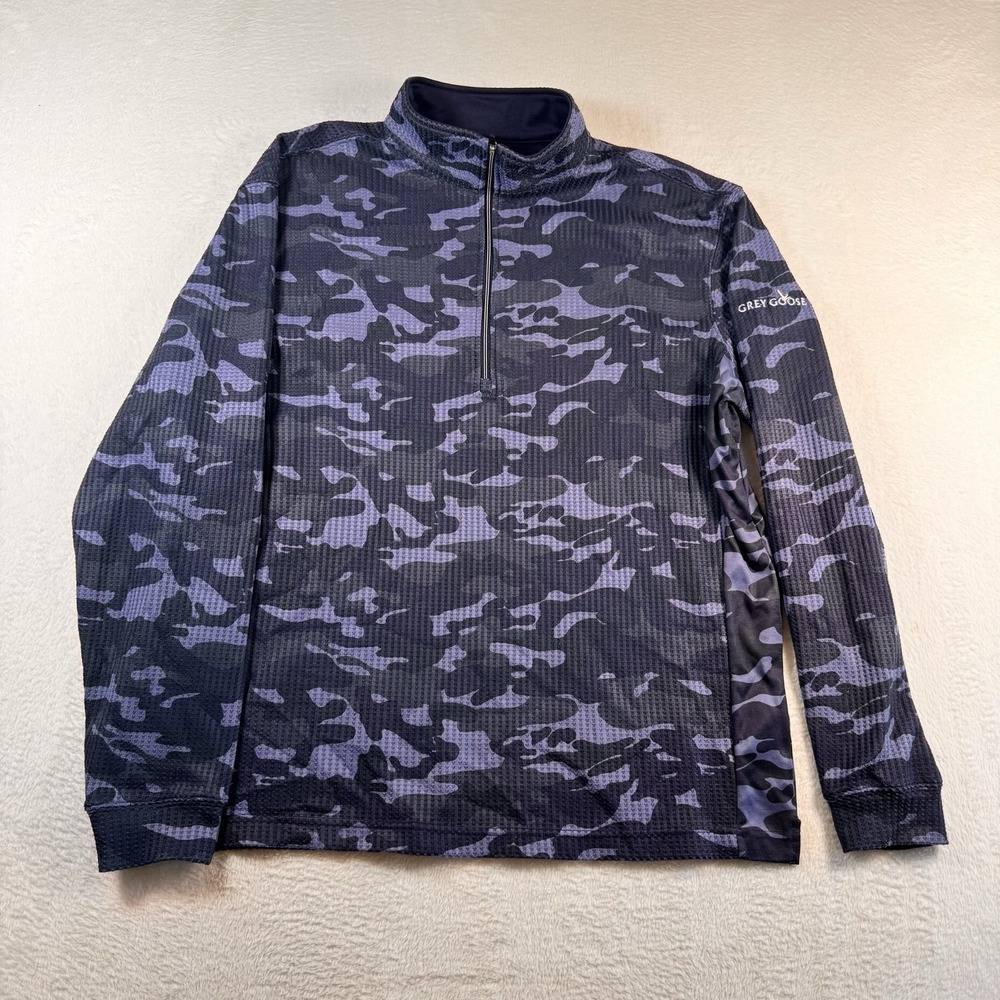 Straight Down Pullover Mens Large Gray Camo 1/4 Zip Long Sleeve Golf Performance